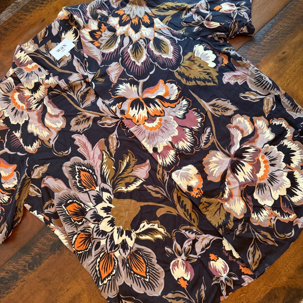 Wax London‎ Didcot Floral Short Sleeve Shirt Black XXL